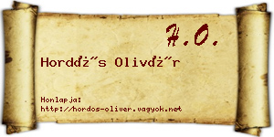 Hordós Olivér névjegykártya